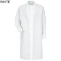 Gripper-Front Spun Polyester Pocketless Butcher Coat With Knit Cuffs